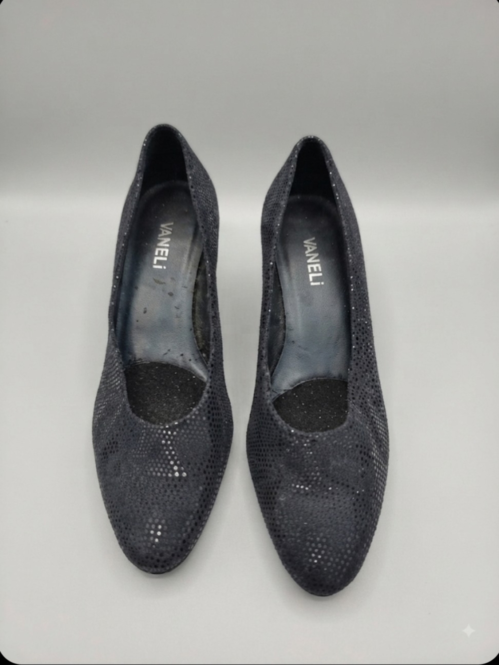 Vaneli Black Textured Low Heel Pumps Size 8M
